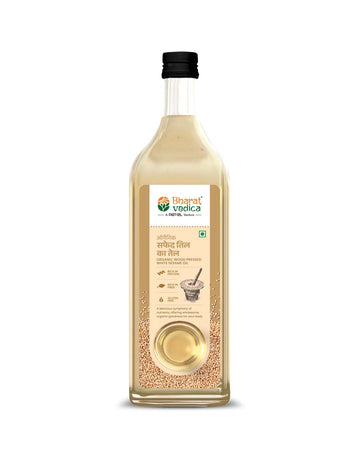 Bharat Vedica Organic Wood Pressed White Sesame Oil - Organic Wood Pressed Safed Til ka Tel - Distacart