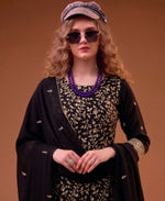 Thumbnail for KC Black Straight Suit For Women Georgette Fabric - Dista