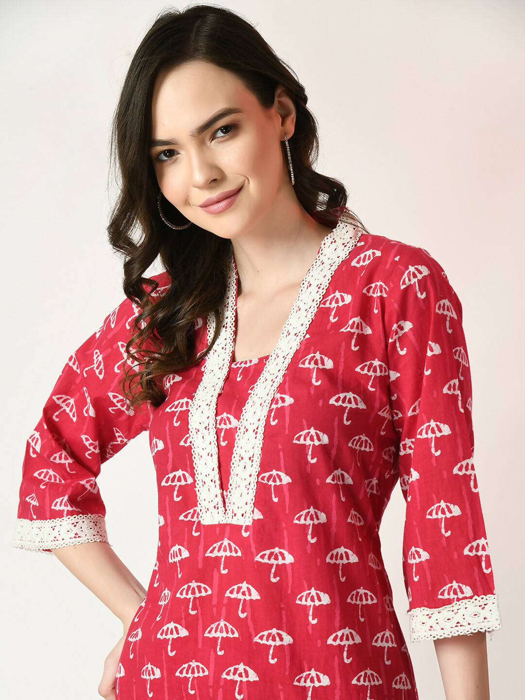 Myshka Women's Pink Printed Kurta With Trousers - Distacart