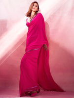 Thumbnail for NOZ2TOZ Women's Georgette Pink Embellished Designer Saree With Blouse Piece - Distacart