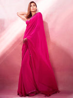 Thumbnail for NOZ2TOZ Women's Georgette Pink Embellished Designer Saree With Blouse Piece - Distacart
