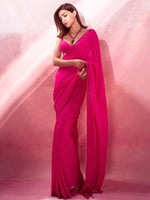 Thumbnail for NOZ2TOZ Women's Georgette Pink Embellished Designer Saree With Blouse Piece - Distacart