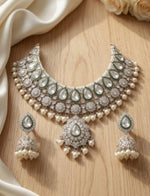 Thumbnail for Jewel City Kundan & Pearl Gold-Plated Choker Necklace with Jhumka Earrings and Maang Tikka for Women - Distacart