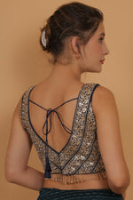 Thumbnail for Joban Fashion Silk Zari And Sequence Work Padded Blouse - Blue