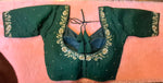Thumbnail for Kia Fashions Bottle Green Hand Embroidered Embroidered Readymade Blouse - Distacart