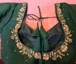 Thumbnail for Kia Fashions Bottle Green Hand Embroidered Embroidered Readymade Blouse - Distacart