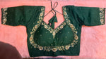 Thumbnail for Kia Fashions Bottle Green Hand Embroidered Embroidered Readymade Blouse - Distacart