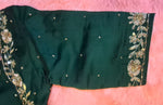 Thumbnail for Kia Fashions Bottle Green Hand Embroidered Embroidered Readymade Blouse - Distacart