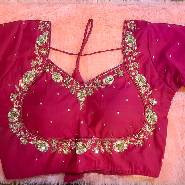 Kia Fashions Hot Pink Hand Embroidered Embroidered Readymade Blouse - Distacart