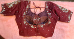 Thumbnail for Kia Fashions Maroon Cotton Silk Hand Embroidered Readymade Blouse - Distacart