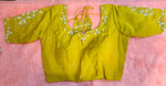 Thumbnail for Kia Fashions Mustard Yellow Cotton Silk Hand Embroidered Readymade Blouse - Distacart