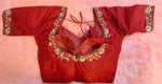 Thumbnail for Kia Fashions Red Hand Embroidered Embroidered Readymade Blouse - Distacart