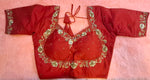 Thumbnail for Kia Fashions Red Hand Embroidered Embroidered Readymade Blouse - Distacart
