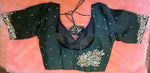 Thumbnail for Kia Fashions Bottle Green Hand Embroidered Embroidered Readymade Blouse - Distacart