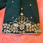 Thumbnail for Kia Fashions Bottle Green Hand Embroidered Embroidered Readymade Blouse - Distacart