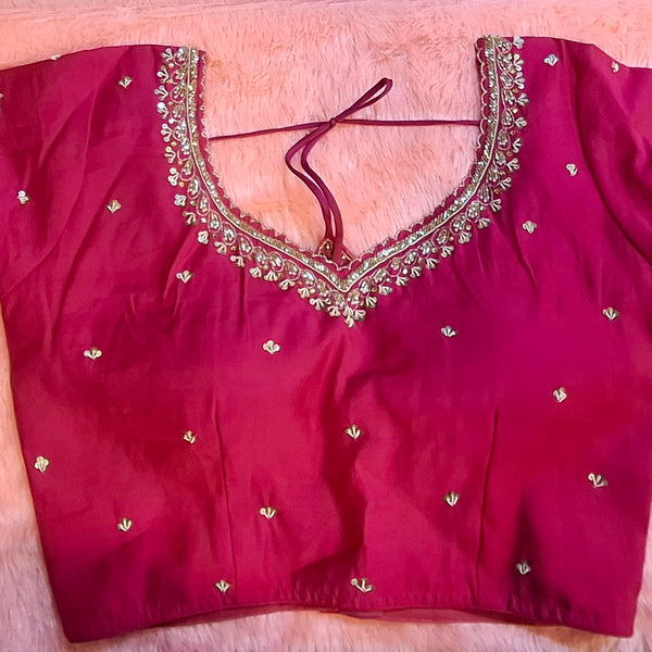Kia Fashions Hot Pink Cotton Silk Hand Embroidered Readymade Blouse - Distacart