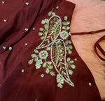 Thumbnail for Kia Fashions Maroon Hand Embroidered Embroidered Readymade Blouse - Distacart