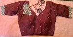 Thumbnail for Kia Fashions Maroon Hand Embroidered Embroidered Readymade Blouse - Distacart