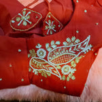 Thumbnail for Kia Fashions Red Hand Embroidered Embroidered Readymade Blouse - Distacart