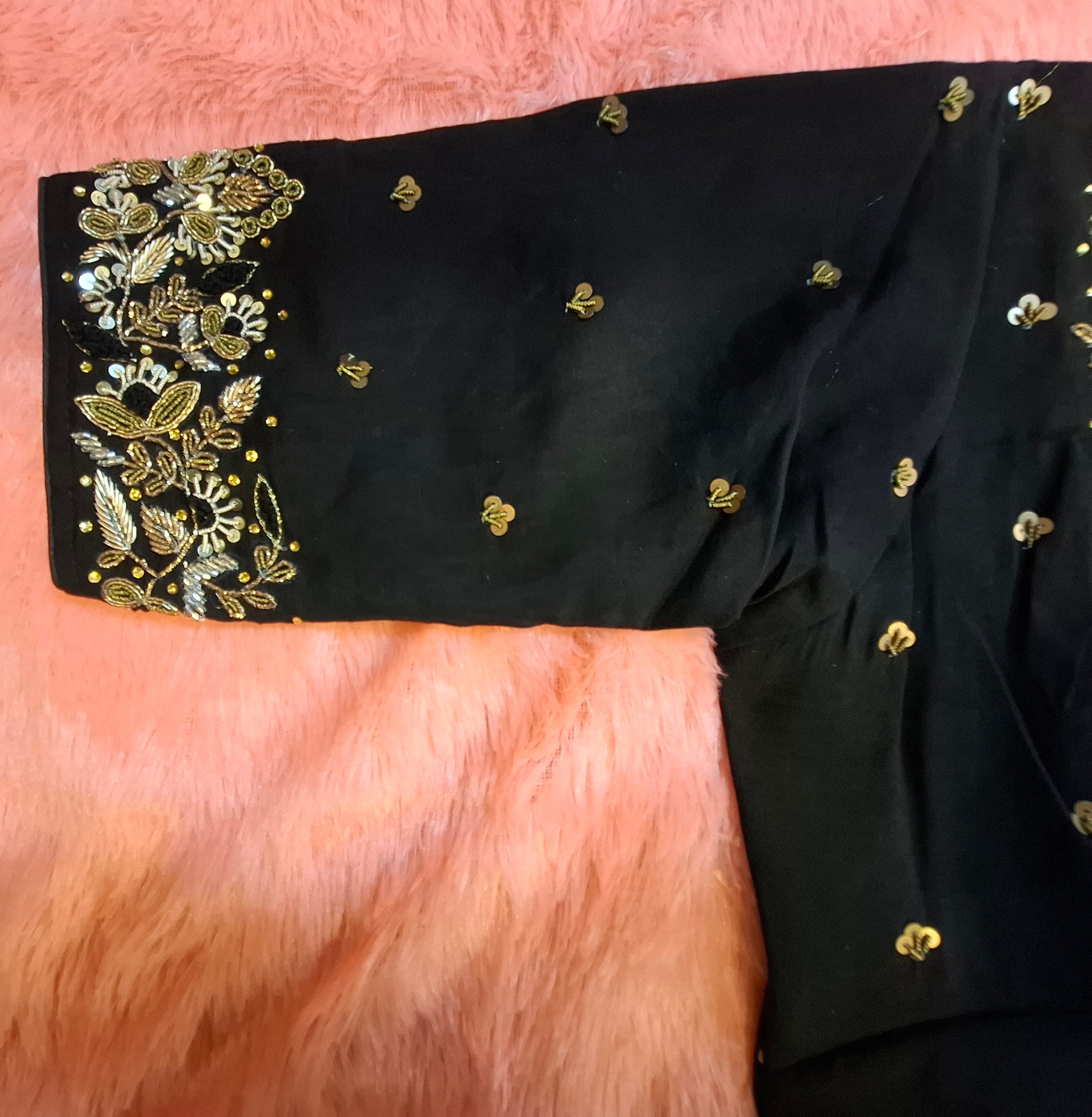 Kia Fashions Black Cotton Silk Hand Embroidered Readymade Blouse - Distacart