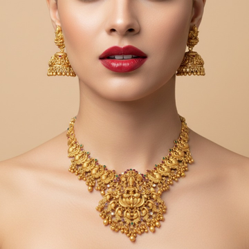Jewel City Antique Gold Plated Temple Necklace Set Lakshmi Peacock Motif Ethnic Bridal Jewelry - Distacart