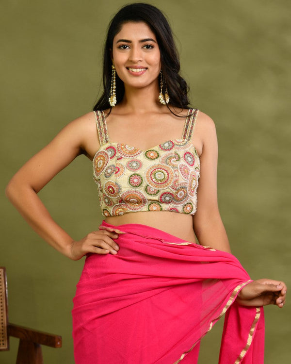 Amodin Designer Studio Multicolored Thread Pearl Work Padded Blouse
