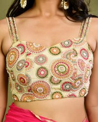 Thumbnail for Amodin Designer Studio Multicolored Thread Pearl Work Padded Blouse