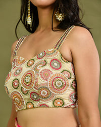 Thumbnail for Amodin Designer Studio Multicolored Thread Pearl Work Padded Blouse