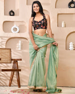 Thumbnail for Amodini Designer Studio Embroidered Black Halter-Neck Designer Blouse