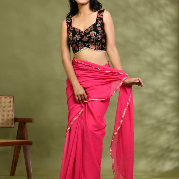 Amodini Designer Studio Embroidered Black Sweetheart Neck Designer Blouse - Distacart