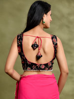 Thumbnail for Amodini Designer Studio Embroidered Black Sweetheart Neck Designer Blouse
