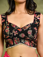 Thumbnail for Amodini Designer Studio Embroidered Black Sweetheart Neck Designer Blouse