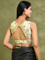 Thumbnail for Amodin Designer Studio Golden Tissue Floral Cutdana Padded Blouse