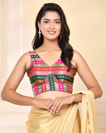 Thumbnail for Amodini Designer Studio Zari Brocade Sleeveless Padded Blouse
