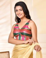 Thumbnail for Amodini Designer Studio Zari Brocade Sleeveless Padded Blouse