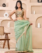 Thumbnail for Amodini Designer Studio Kashi Banarsi Black Sleeveless Padded Blouse
