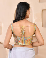 Thumbnail for Amodini Designer Studio Kashi Banarsi Grey Sleeveless Padded Blouse