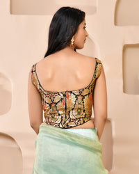 Thumbnail for Amodini Designer Studio Kashi Banarsi Corset Style Black Blouse