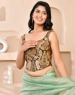 Thumbnail for Amodini Designer Studio Kashi Banarsi Corset Style Black Blouse