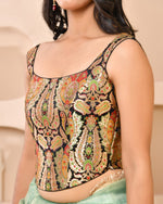 Thumbnail for Amodini Designer Studio Kashi Banarsi Corset Style Black Blouse