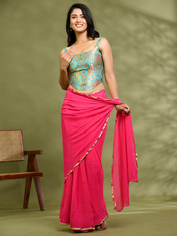 Amodini Designer Studio Kashi Banarsi Corset Style Blue Blouse