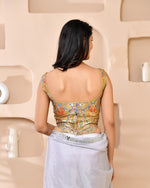 Thumbnail for Amodini Designer Studio Kashi Banarsi Corset Style Grey Blouse