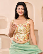 Thumbnail for Amodini Designer Studio Kashi Banarsi Corset Style White Blouse