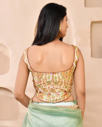 Thumbnail for Amodini Designer Studio Kashi Banarsi Corset Style White Blouse