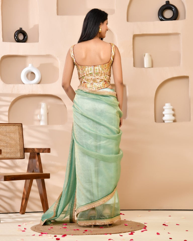 Amodini Designer Studio Kashi Banarsi Corset Style White Blouse