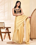 Thumbnail for Amodini Designer Studio Paisley Zari Embroidery Black Sleeveless Padded Blouse