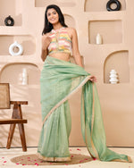 Thumbnail for Amodini Designer Studio Band Collar Tissue Sleeveless Padded Blouse