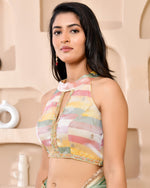 Thumbnail for Amodini Designer Studio Band Collar Tissue Sleeveless Padded Blouse