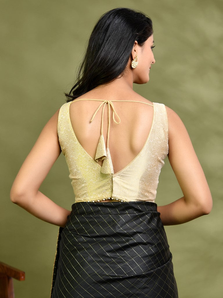 Amodini Designer Studio Golden Brocade Sleeveless Padded Blouse