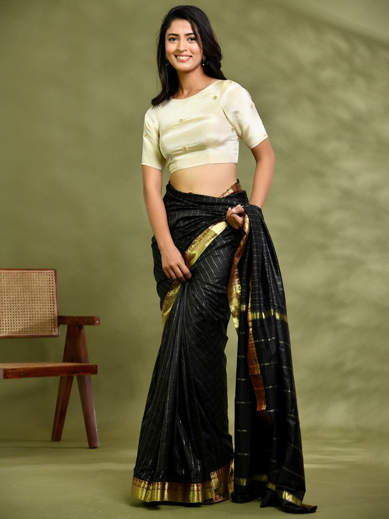 Amodini Designer Studio Golden Tissue Padded Blouse - Distacart